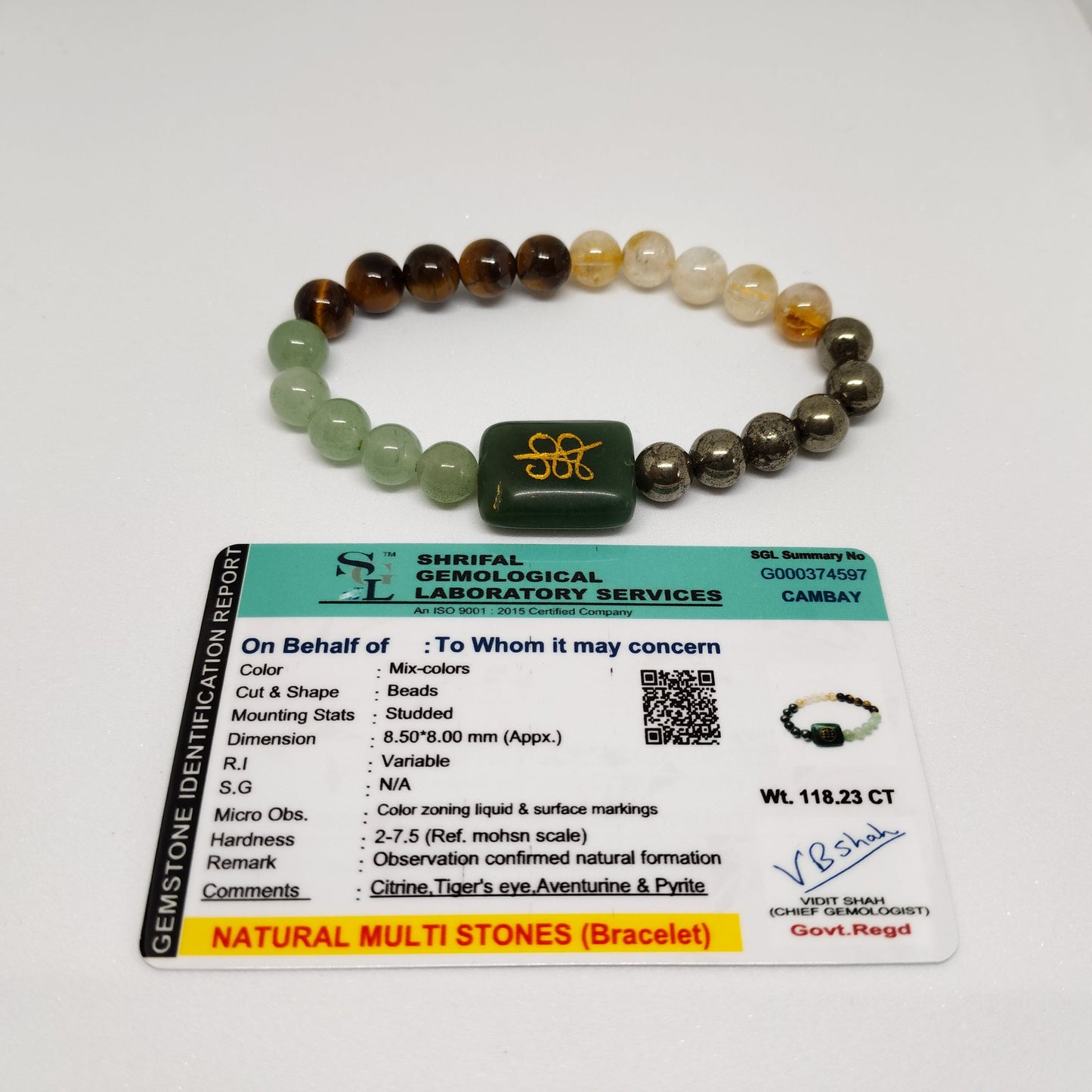 Dhan Yog Bracelet | Authentic Crystal Jewelry | Zibu Coin | Green Aventurine | Tiger Eye | Pyrite | Citrine
