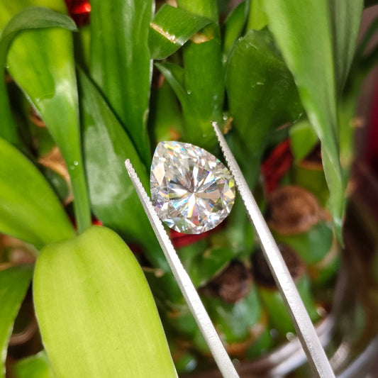 Moissanite Pear Cut | GRA Certified Laser Engraved Loose Gemstone
