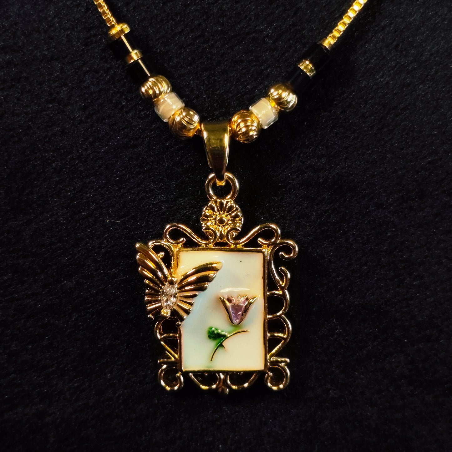 Butterfly Garden Ivory 18K Gold Plated Mangalsutra