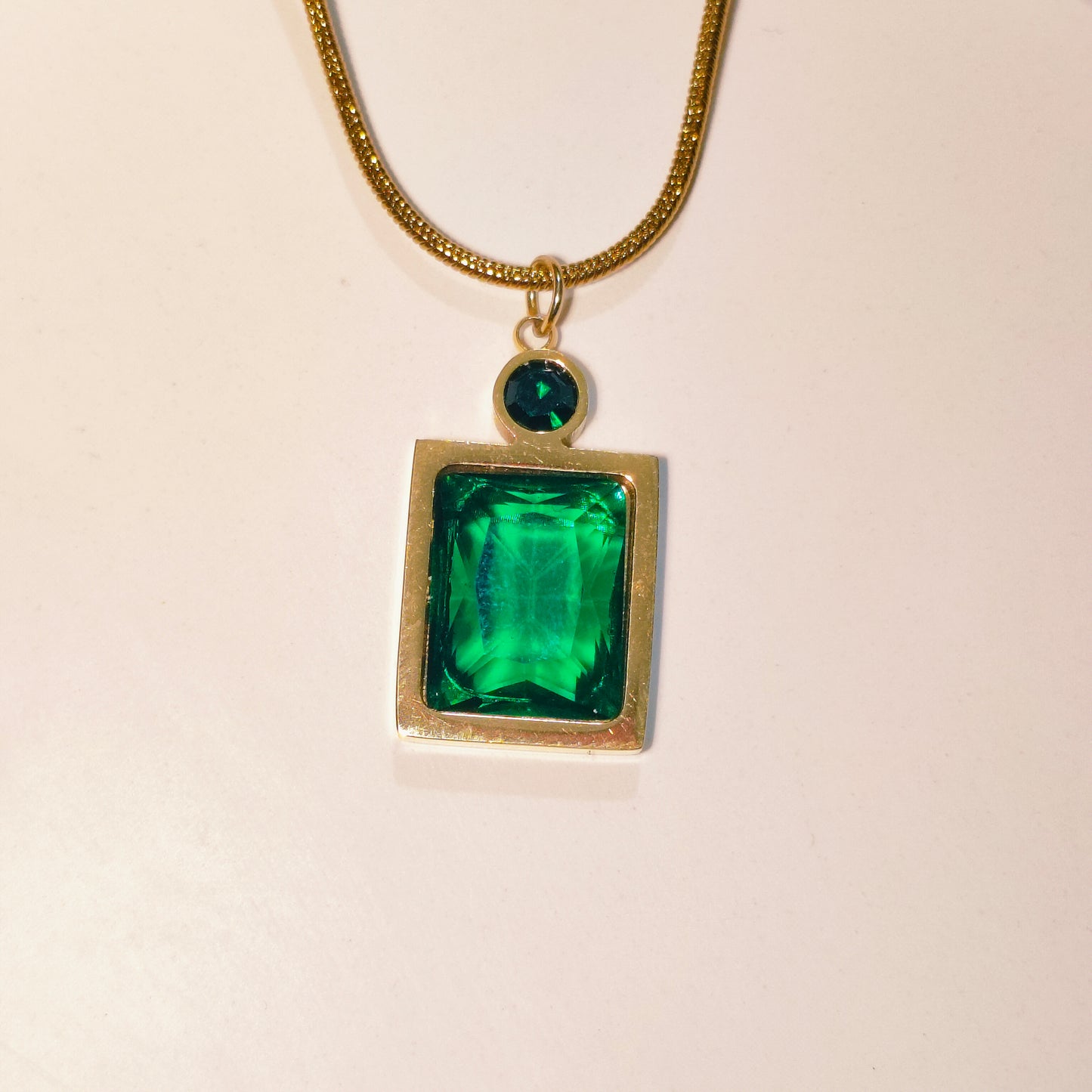 Green Aura 18K Gold Plated Pendant Necklace