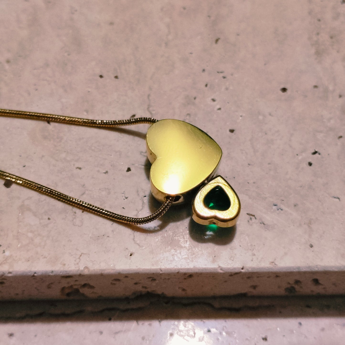 Aurora Green Hearts 18K Gold Plated Pendant Necklace