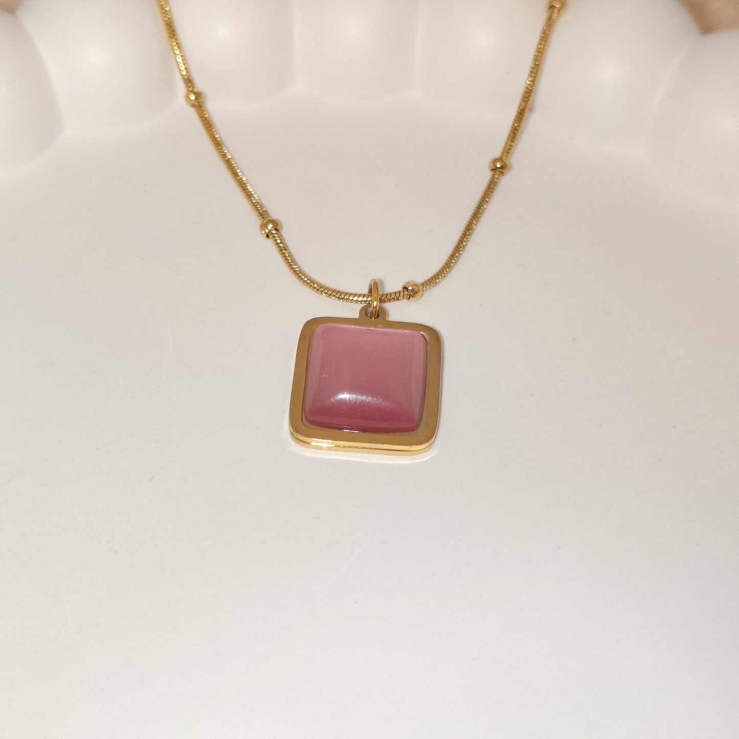 Pink Aura 18K Gold Plated Pendant Necklace