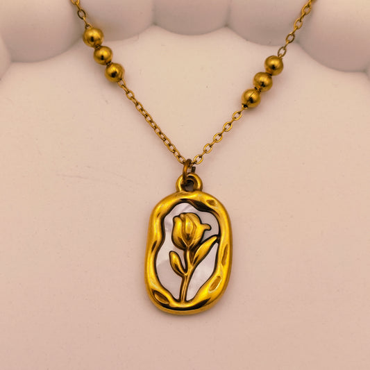 Ivory Rose 18K Gold Plated Pendant Necklace
