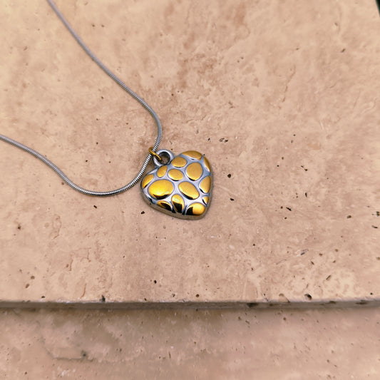 Pebbled Heart 18K Gold Plated Pendant Necklace