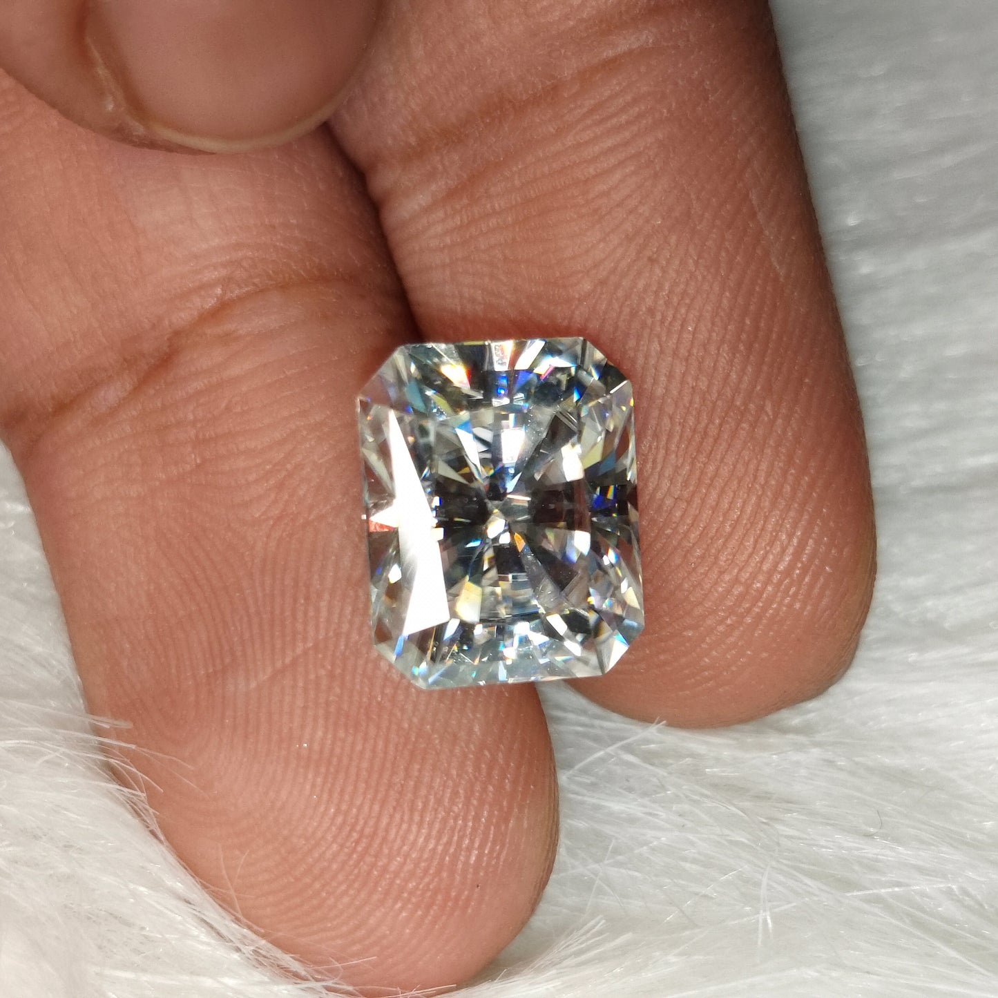 Moissanite Radiant Cut | GRA Certified Laser Engraved Loose Gemstone