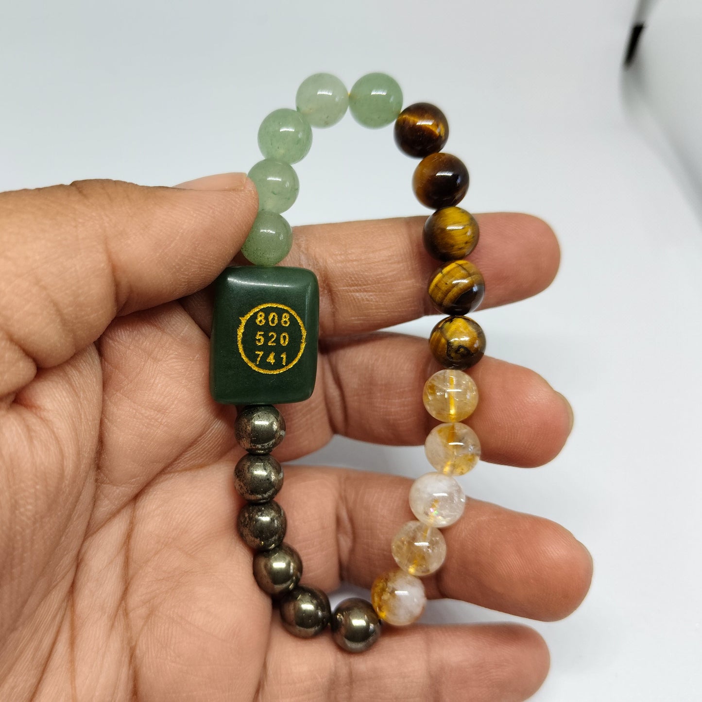 Dhan Yog Bracelet | Authentic Crystal Jewelry | Zibu Coin | Green Aventurine | Tiger Eye | Pyrite | Citrine