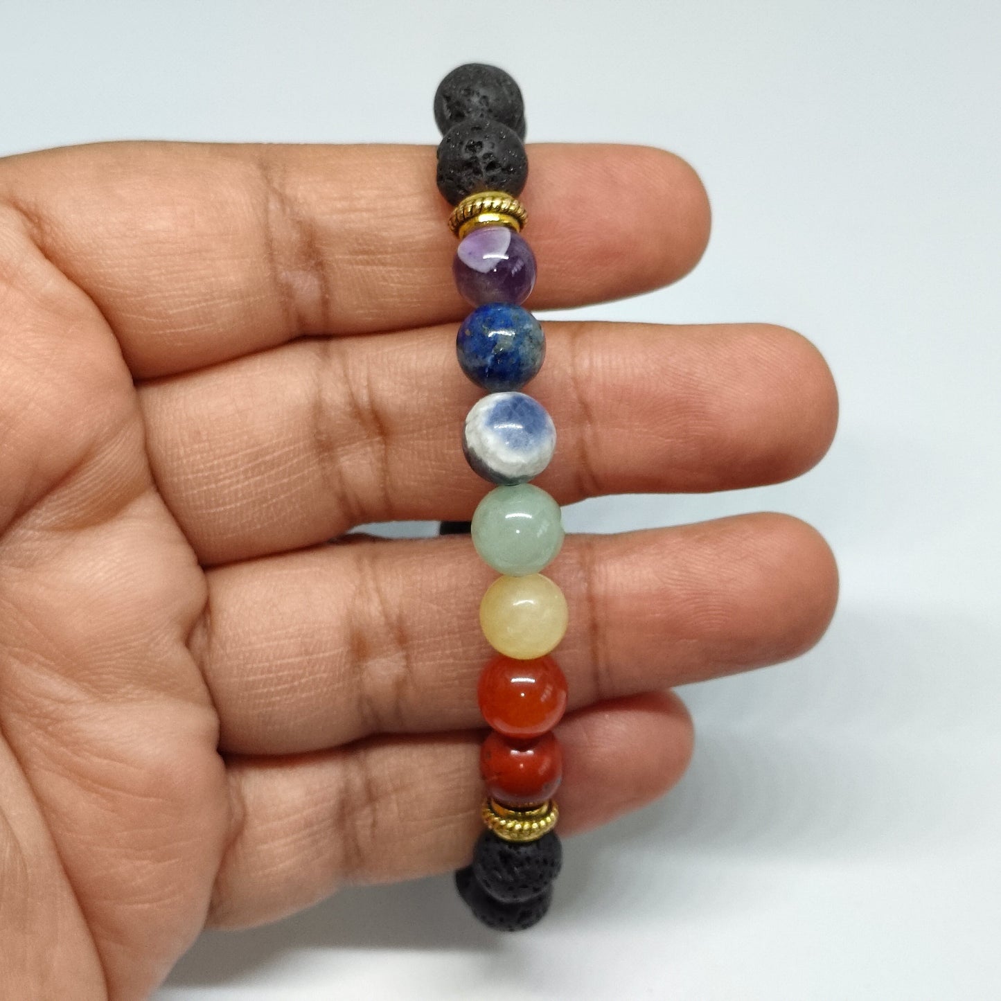 7 Chakra Lava Stone Bracelet | Authentic Crystal Jewelry