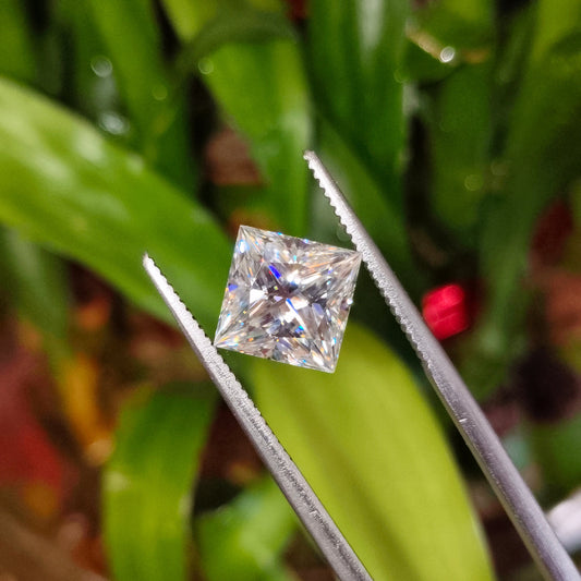 Moissanite Princess Cut | GRA Certified Laser Engraved Loose Gemstone