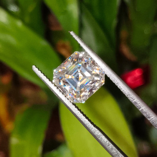 Moissanite Asscher Cut | GRA Certified Laser Engraved Loose Gemstone