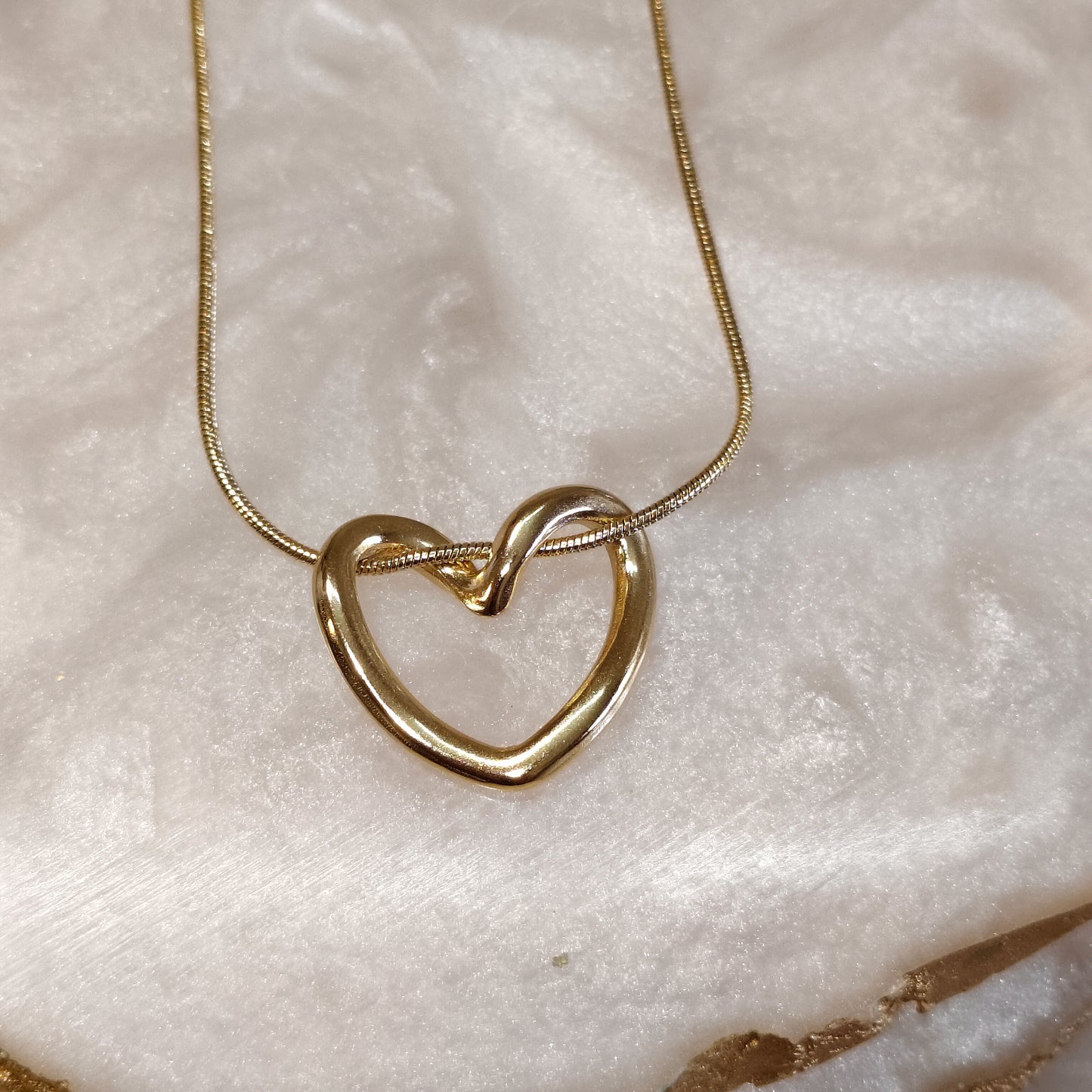 Open Heart 18K Gold Plated Pendant Necklace