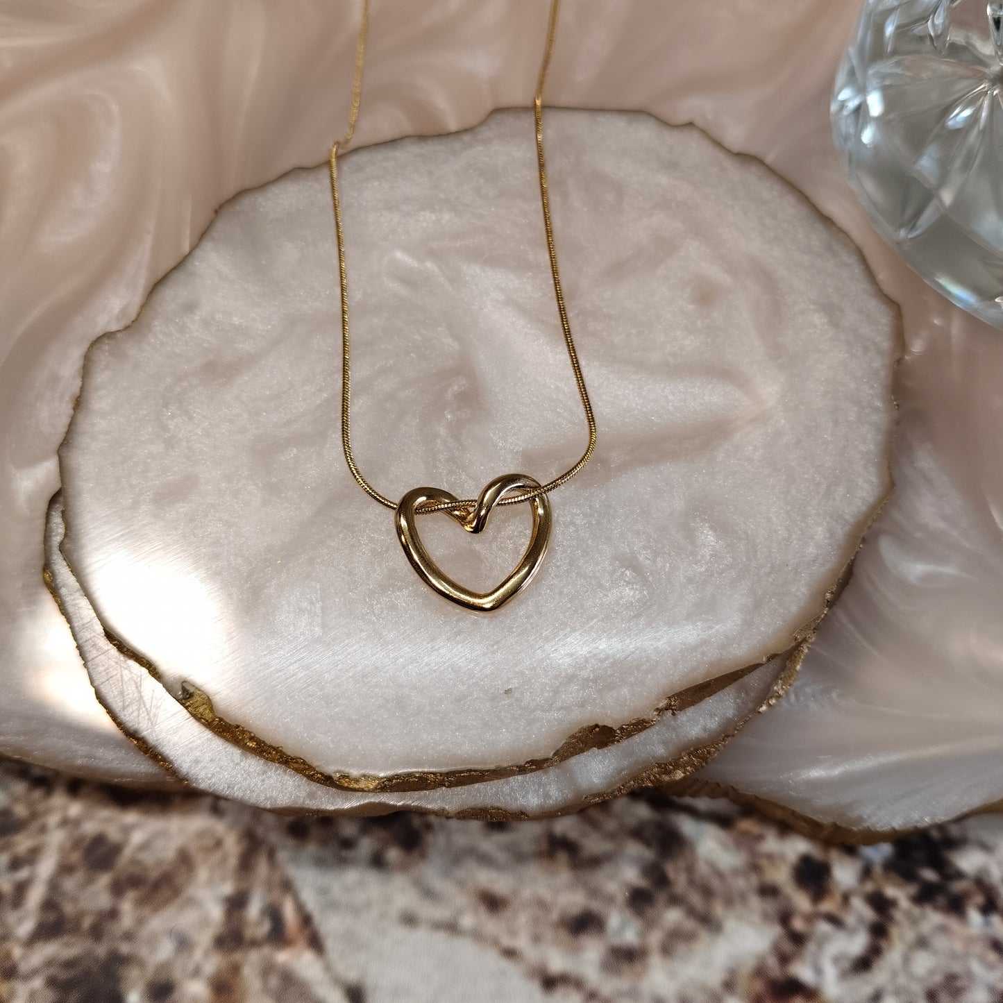 Open Heart 18K Gold Plated Pendant Necklace