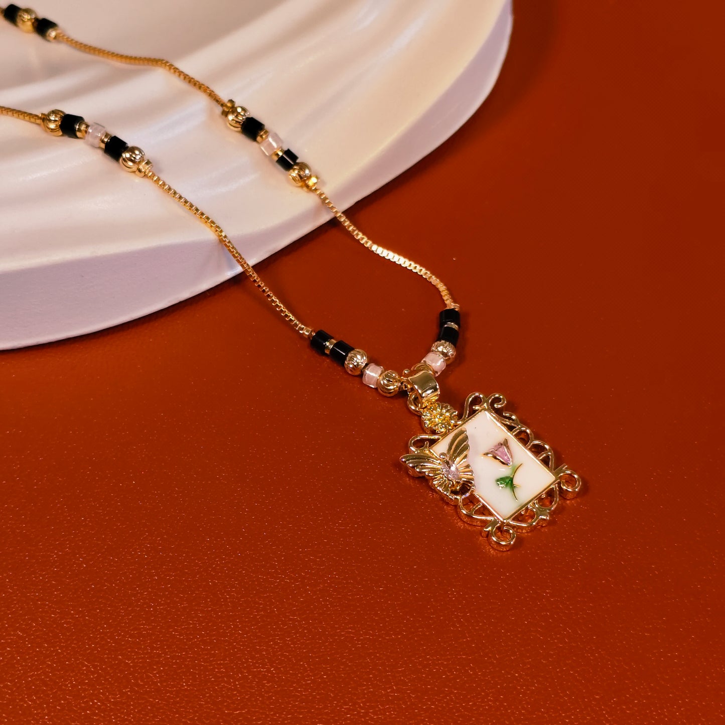 Butterfly Garden Ivory 18K Gold Plated Mangalsutra