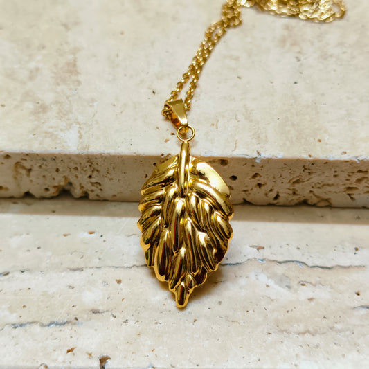 Whispering Leaf 18K Gold Plated Earrings Necklace Set