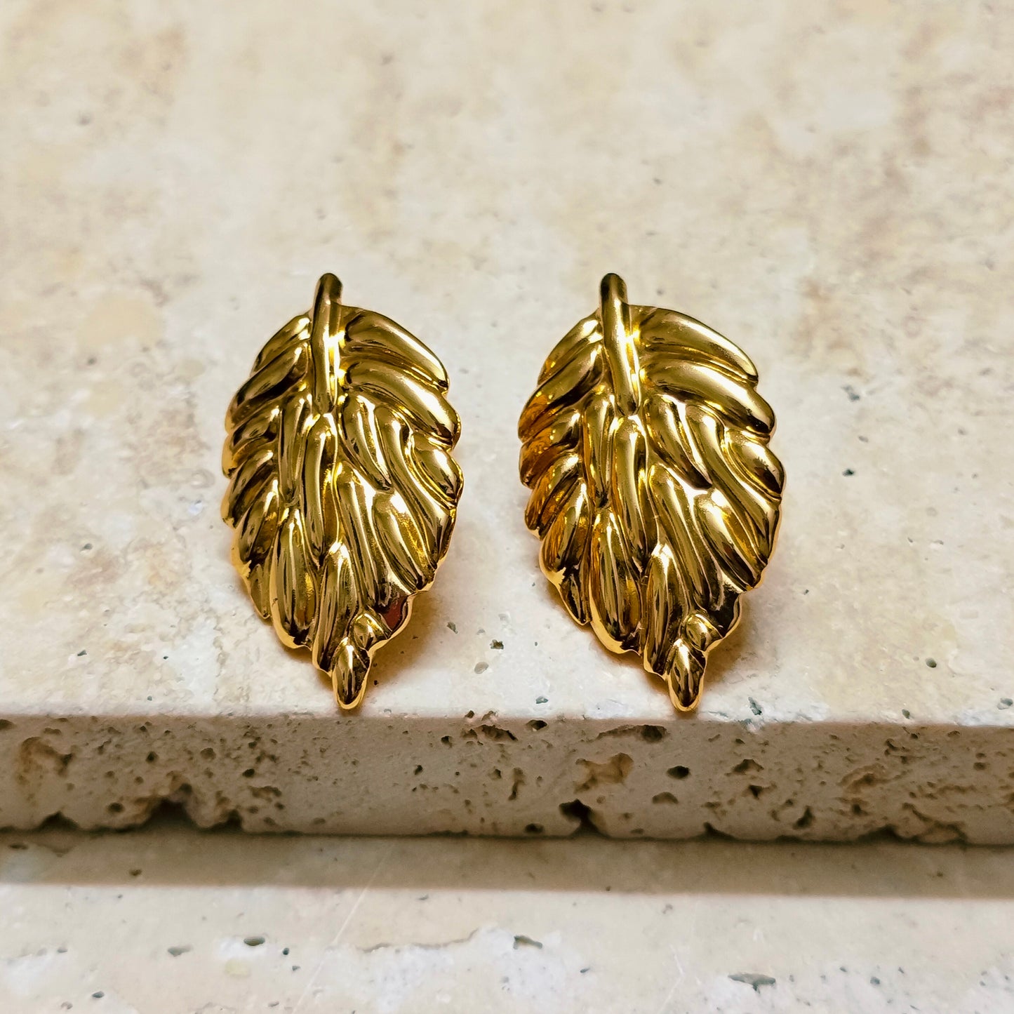 Whispering Leaf 18K Gold Plated Earrings Necklace Set