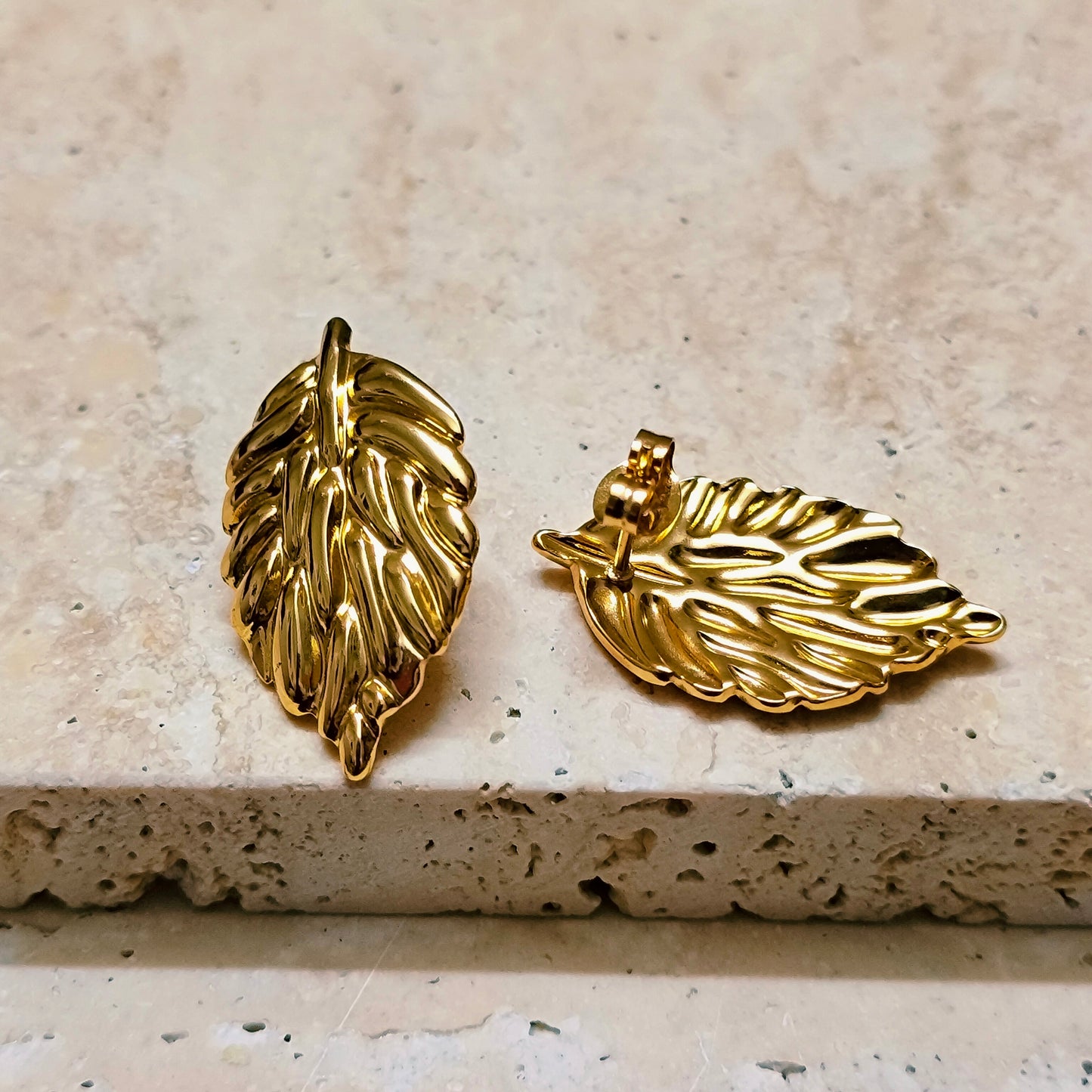 Whispering Leaf 18K Gold Plated Earrings Necklace Set