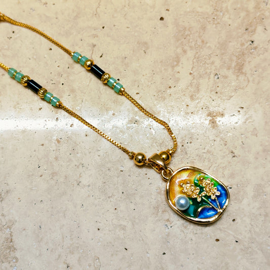 Celestial Garden 18K Gold Plated Mangalsutra by AadiShakti Crystalls