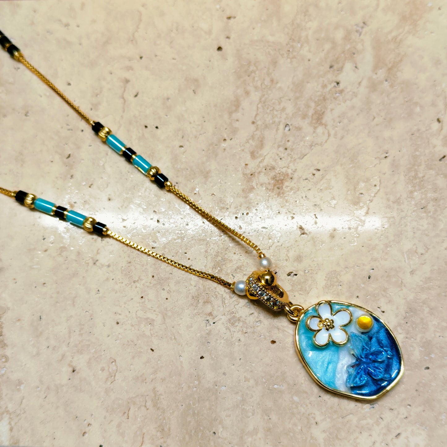 Blue Blossom 18K Gold Plated Mangalsutra