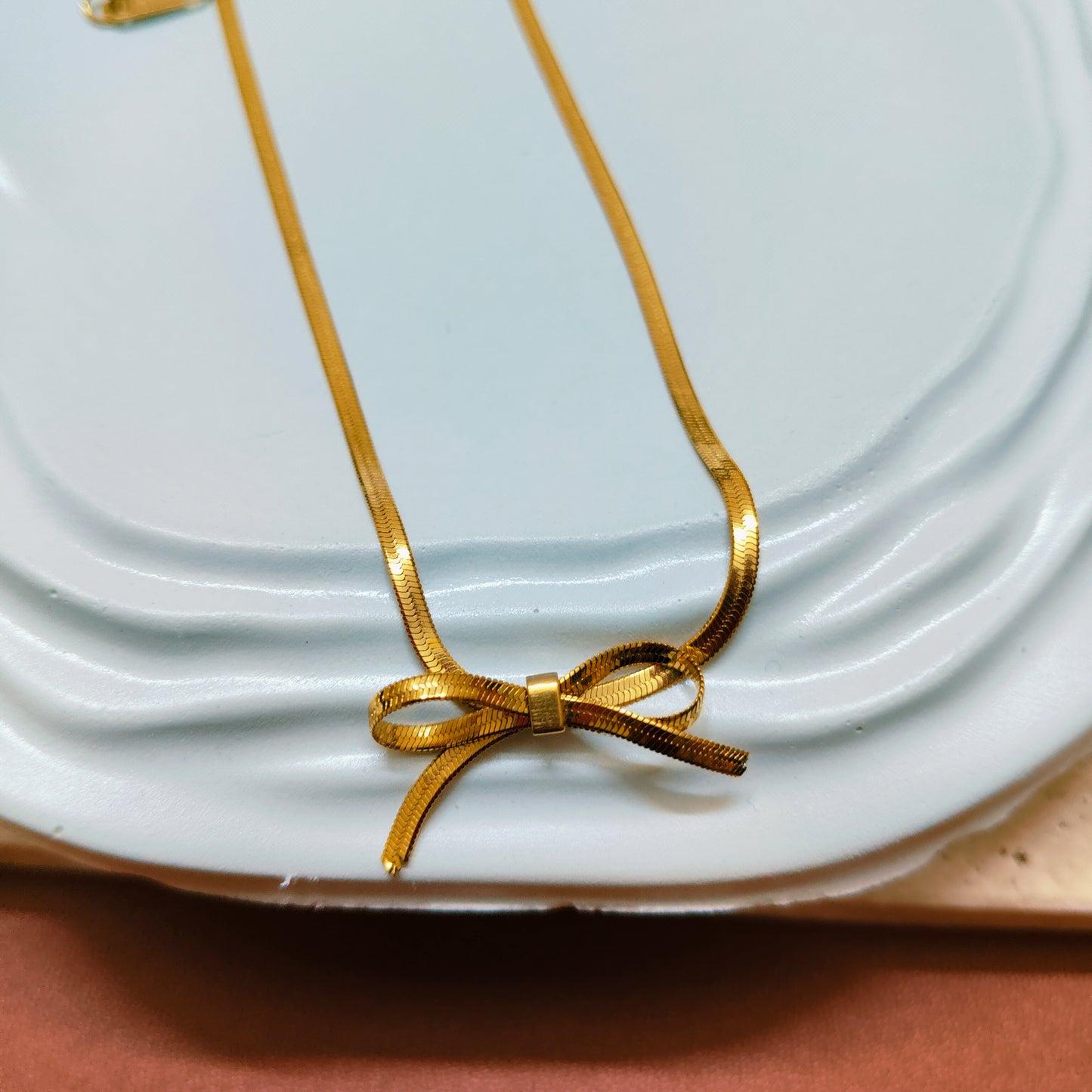 Tied Bow 18K Gold Plated Necklace