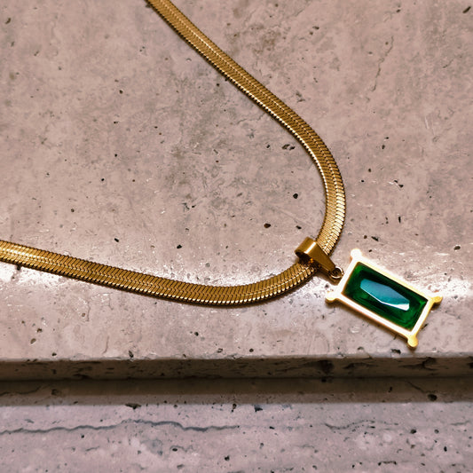 Celestial Green 18K Gold Plated Pendant Necklace