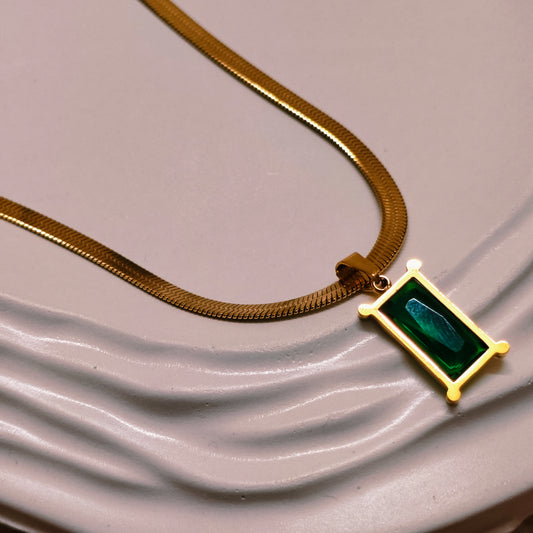 Celestial Green 18K Gold Plated Pendant Necklace