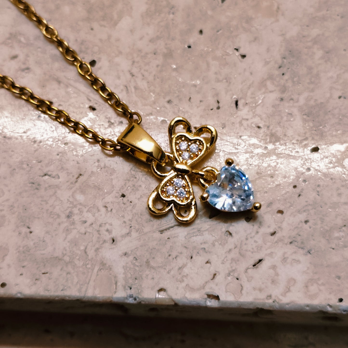 Dewdrop Bow 18K Gold Plated Pendant Necklace