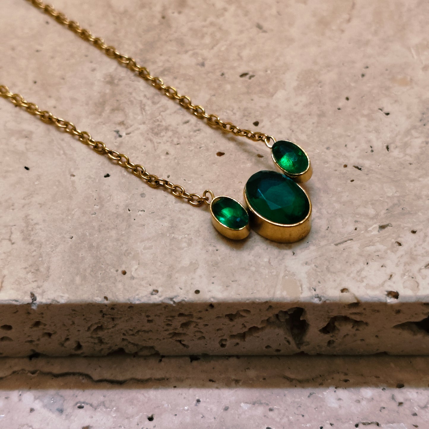 Trinity Glow Green 18K Gold Plated Pendant Necklace