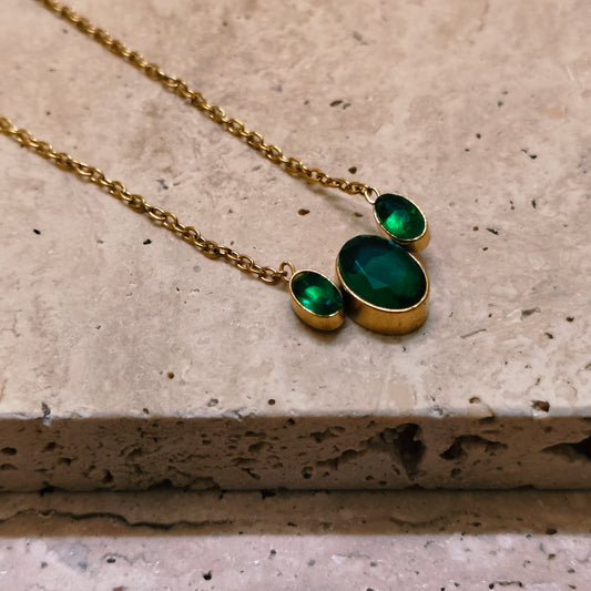 Trinity Glow Green 18K Gold Plated Pendant Necklace