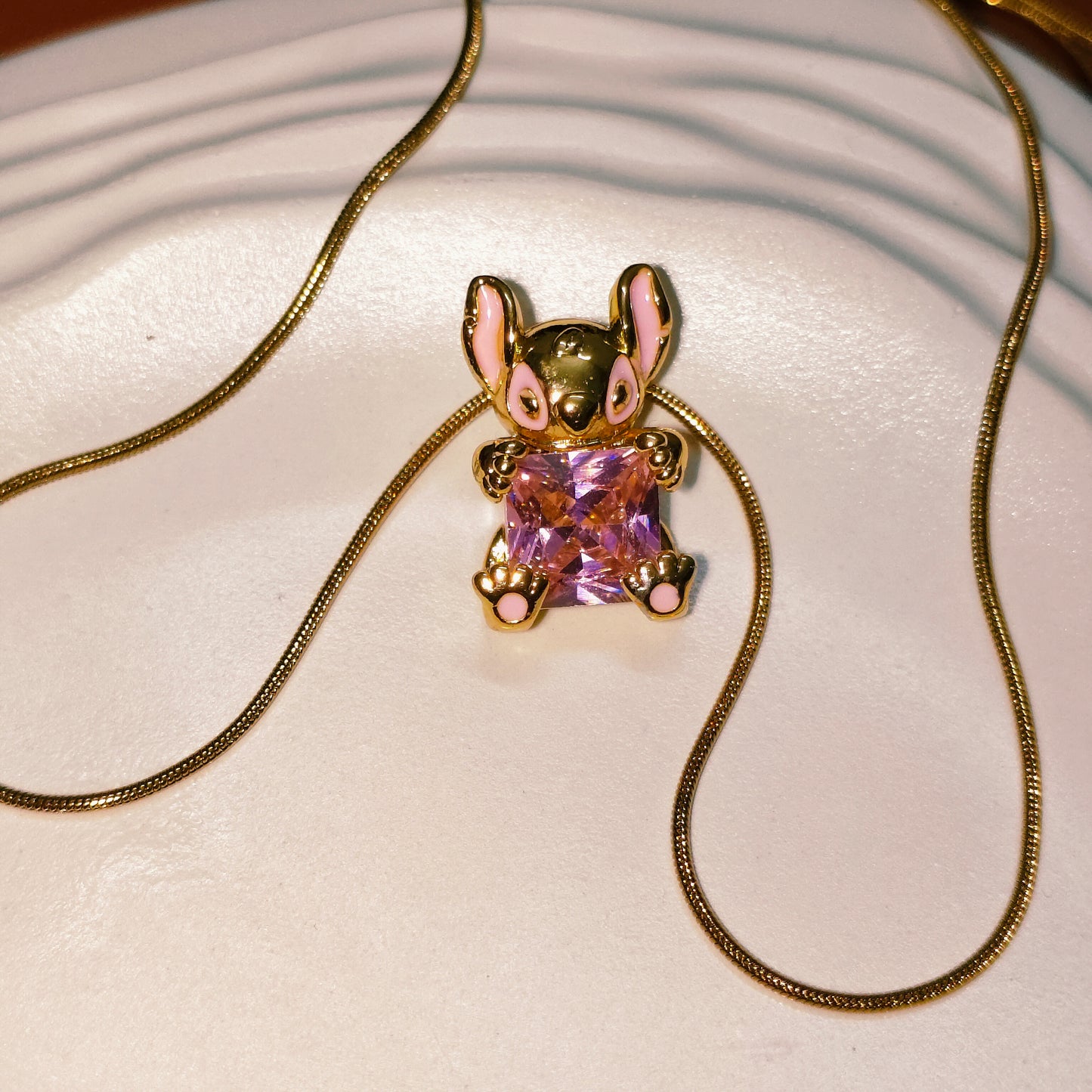 Stitch Sparkle 18K Gold Plated Pendant Necklace