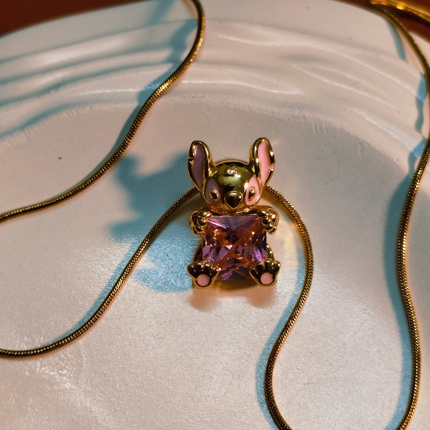 Stitch Sparkle 18K Gold Plated Pendant Necklace