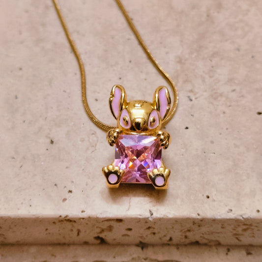 Stitch Sparkle 18K Gold Plated Pendant Necklace