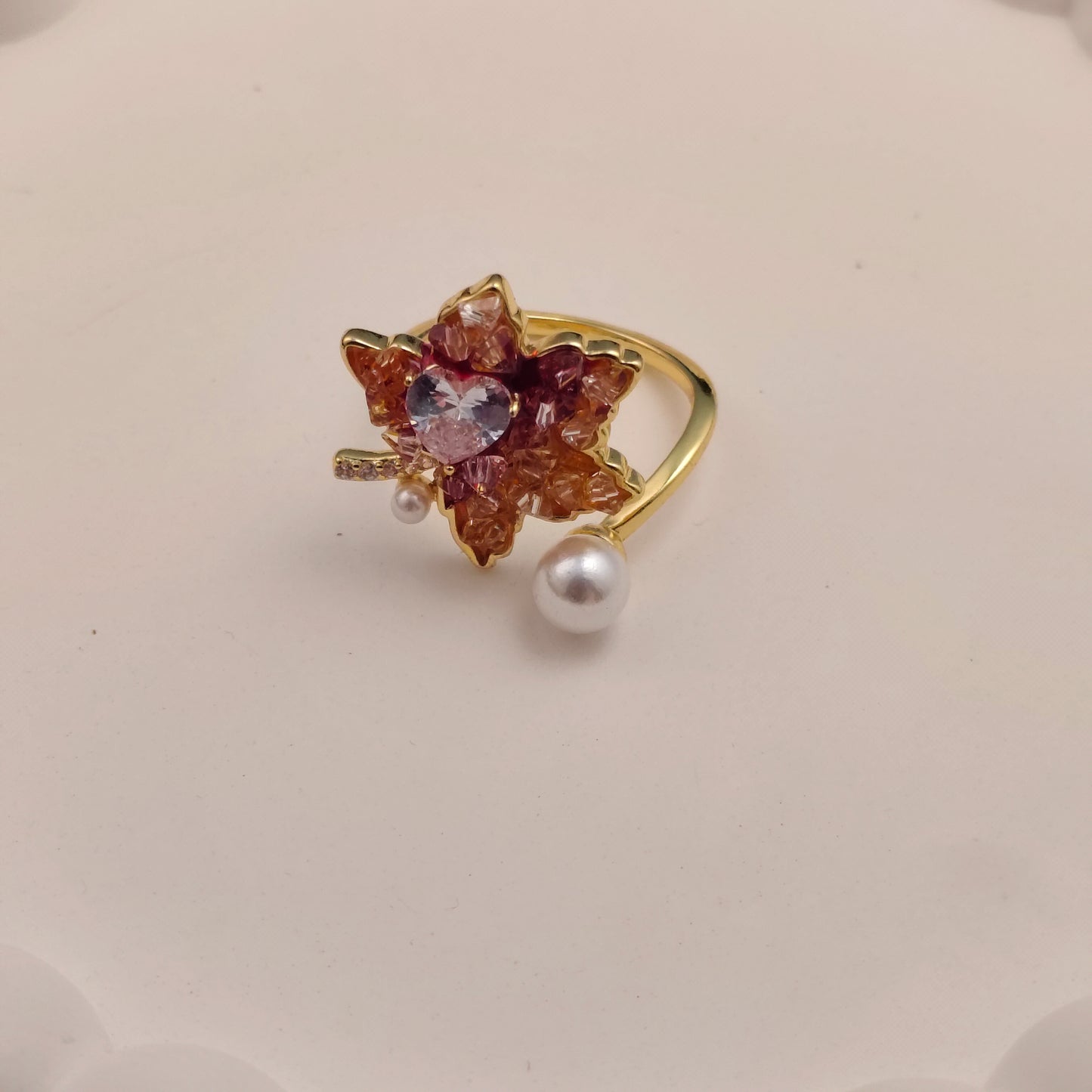 Autumn Bloom 18K Gold Plated Adjustable Ring