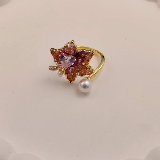 Autumn Bloom 18K Gold Plated Adjustable Ring