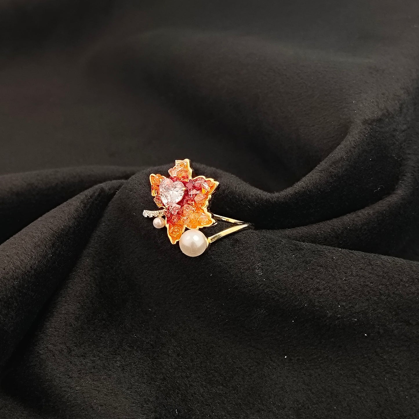 Autumn Bloom 18K Gold Plated Adjustable Ring