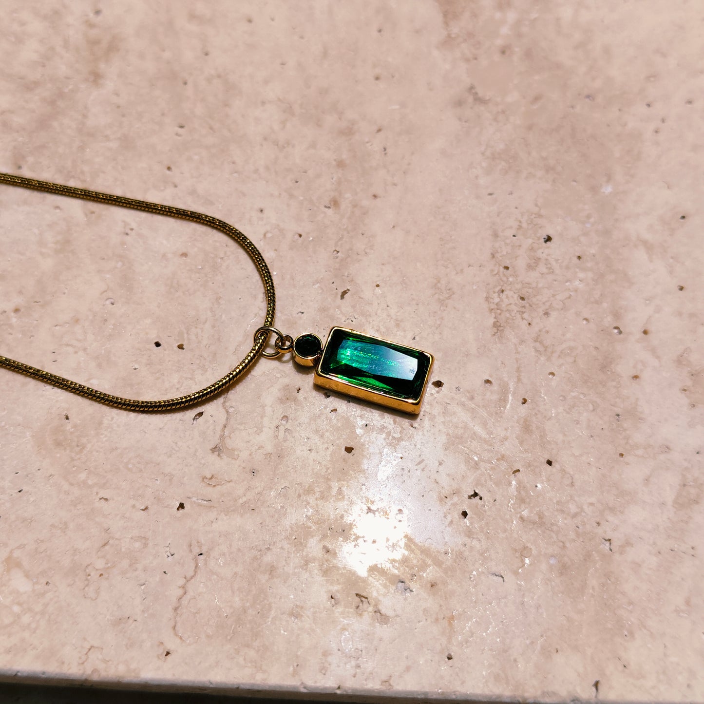 Aurora Green 18K Gold Plated Pendant Necklace