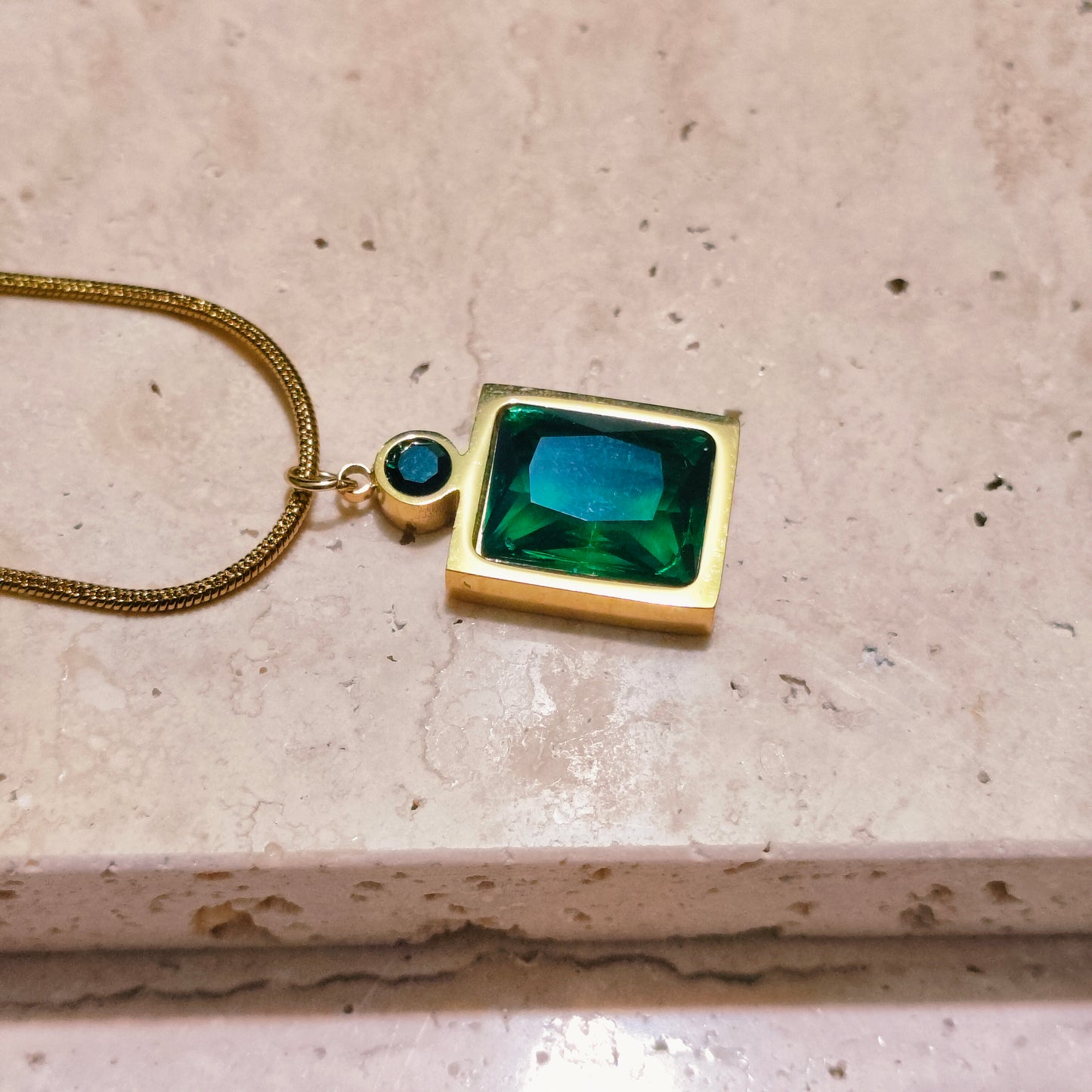 Green Aura 18K Gold Plated Pendant Necklace
