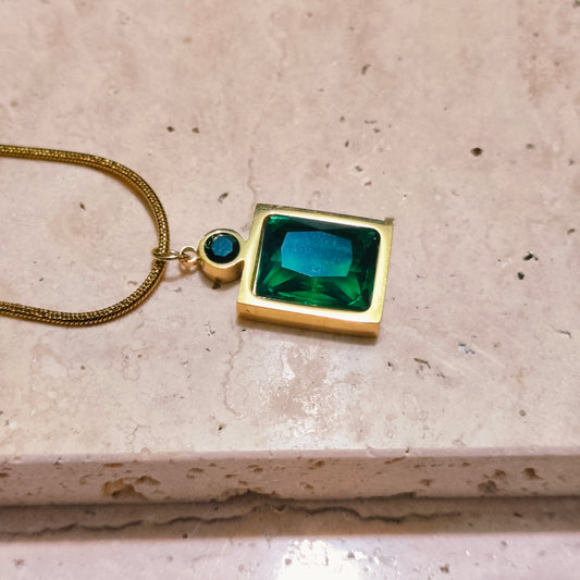 Green Aura 18K Gold Plated Pendant Necklace