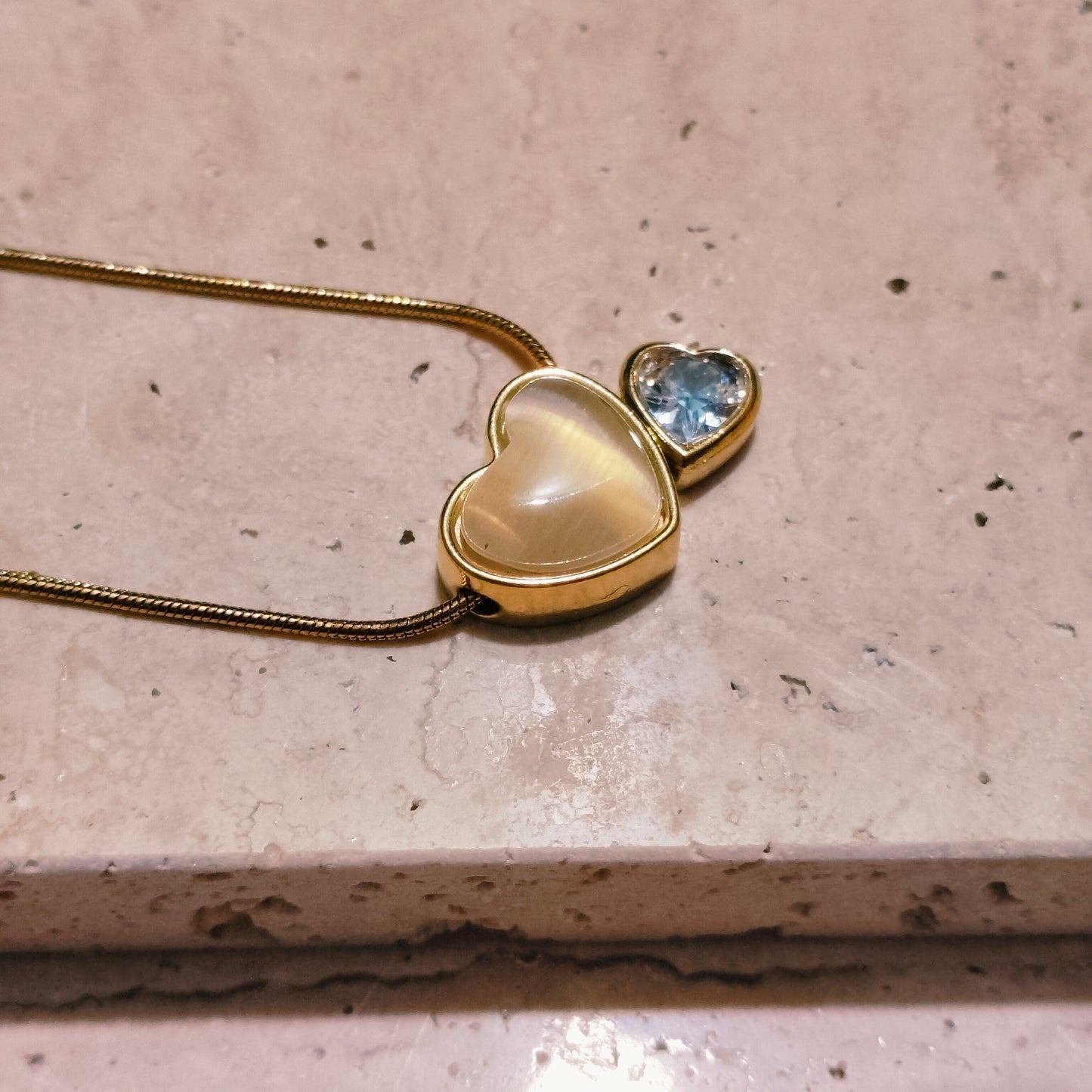 Aurora Hearts 18K Gold Plated Pendant Necklace