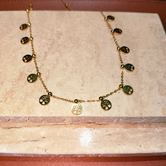 Tree of Life 18K Gold Plated Charm Necklace