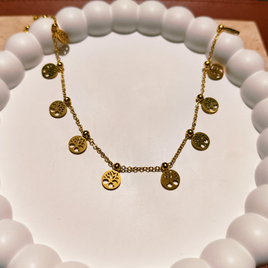 Tree of Life 18K Gold Plated Charm Necklace