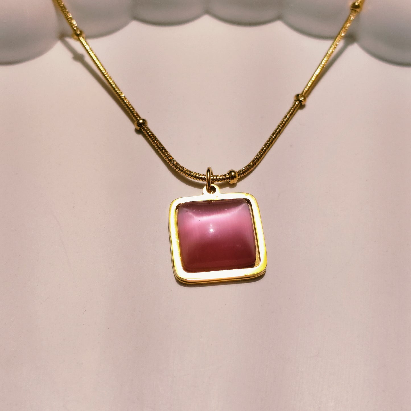 Pink Aura 18K Gold Plated Pendant Necklace