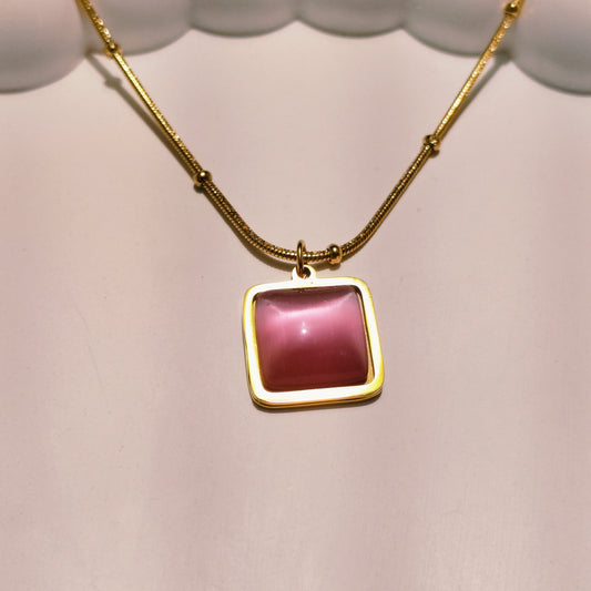 Pink Aura 18K Gold Plated Pendant Necklace