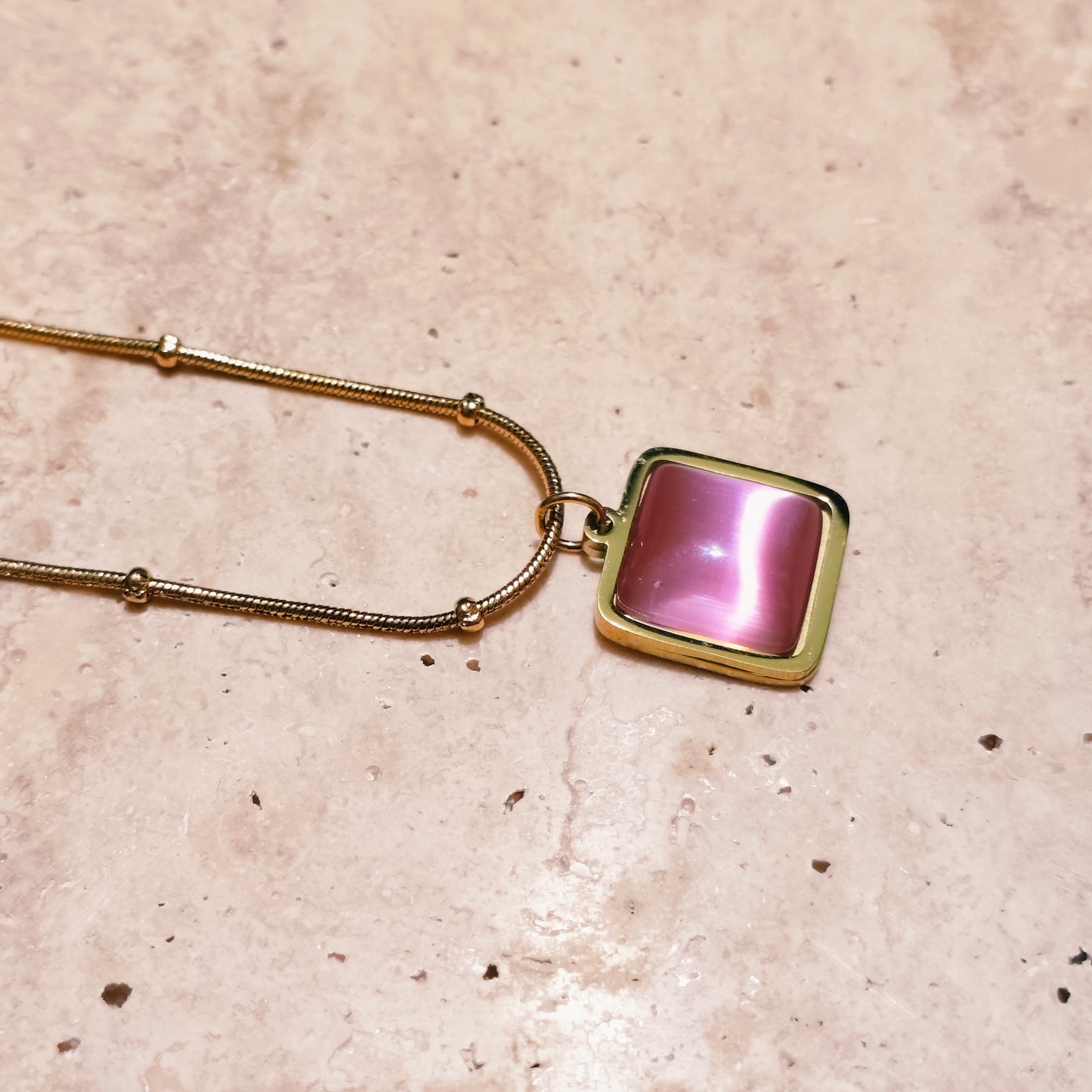 Pink Aura 18K Gold Plated Pendant Necklace