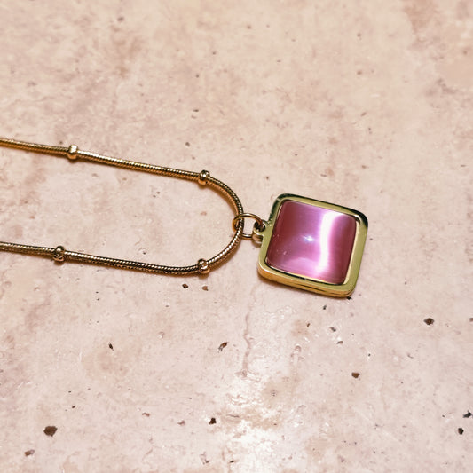 Pink Aura 18K Gold Plated Pendant Necklace