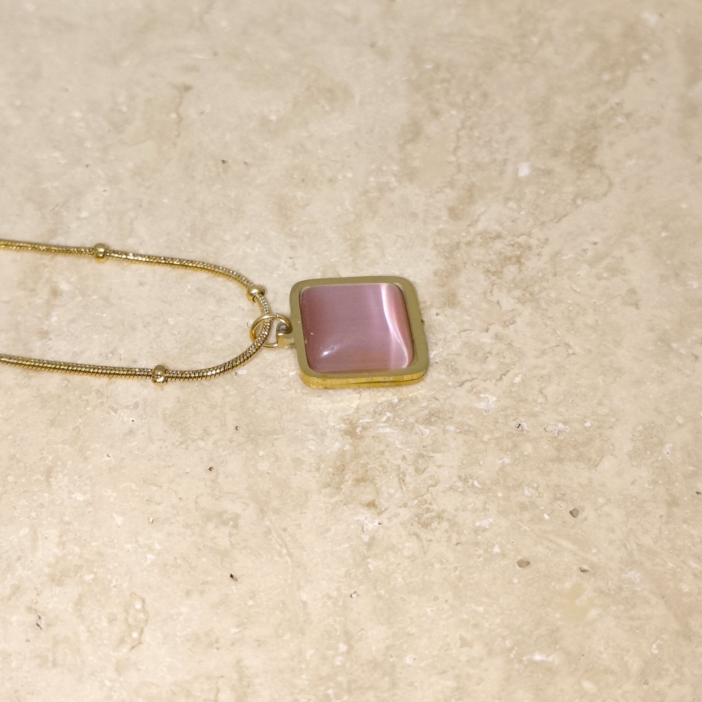 Pink Aura 18K Gold Plated Pendant Necklace