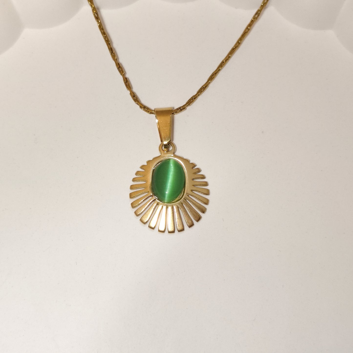 Green Ray 18K Gold Plated Pendant Necklace