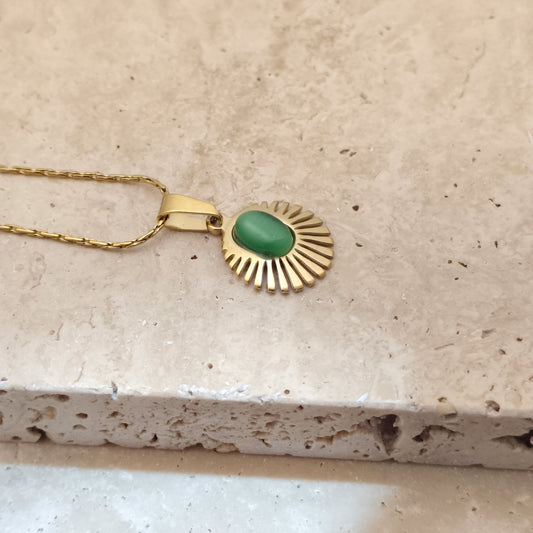Green Ray 18K Gold Plated Pendant Necklace