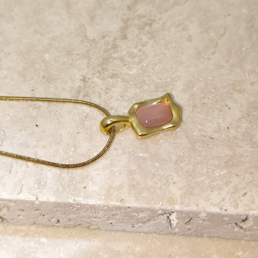 Pink Flow 18K Gold Plated Pendant Necklace