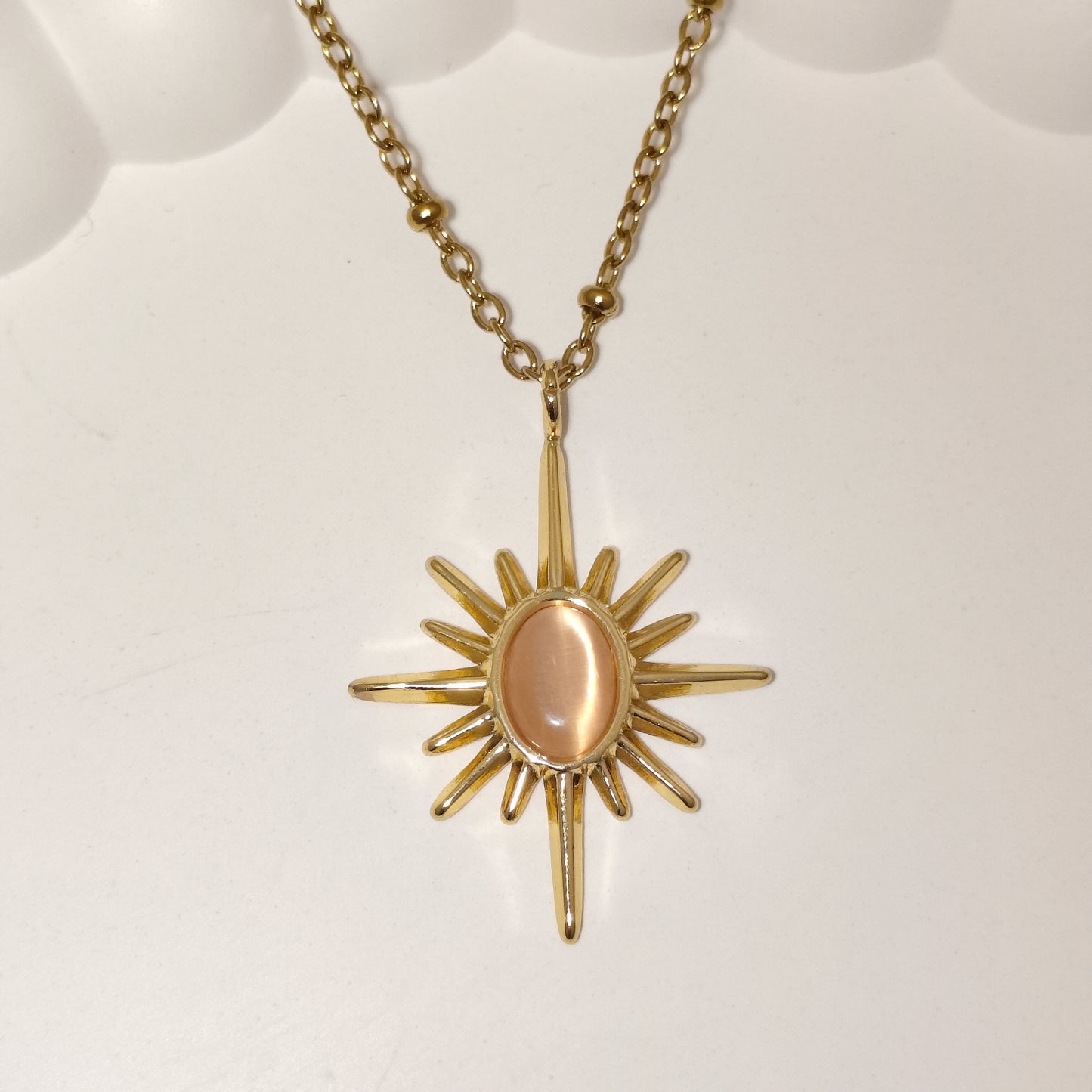 Cream Sunshine 18K Gold Plated Pendant Necklace