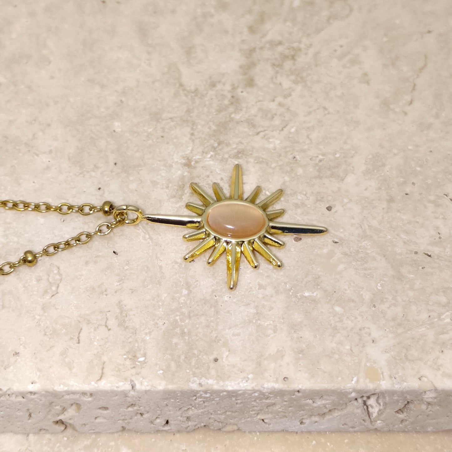 Cream Sunshine 18K Gold Plated Pendant Necklace