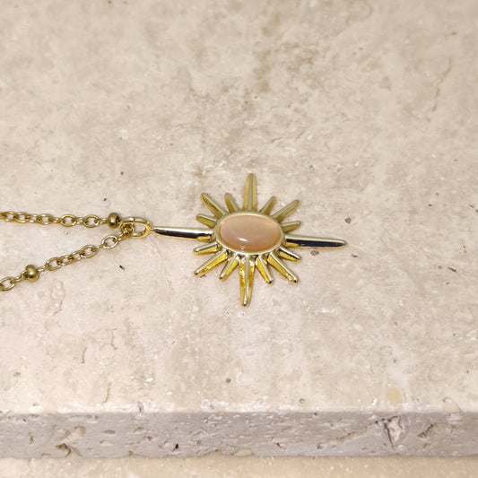 Cream Sunshine 18K Gold Plated Pendant Necklace